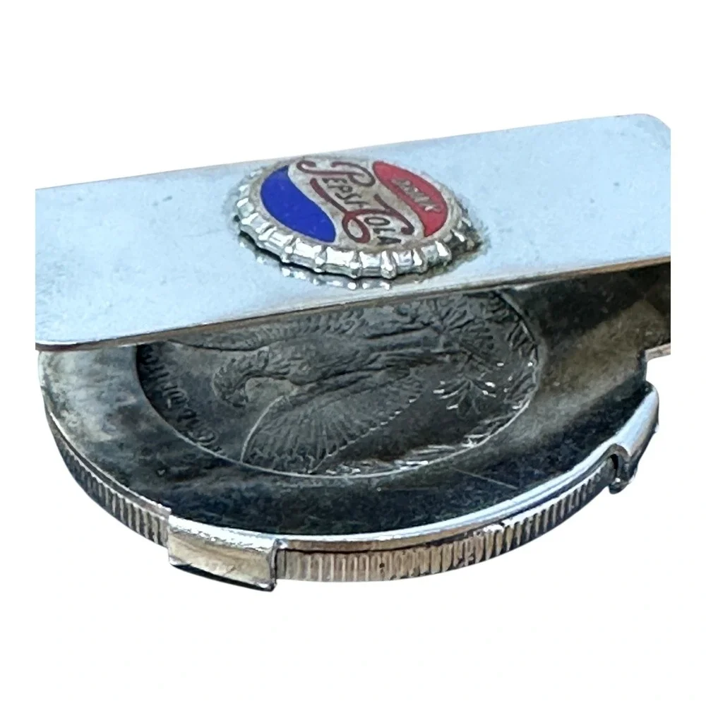 Vintage‎ 1888 Morgan Silver Dollar Pepsi Cola Bottle Cap Money Clip
